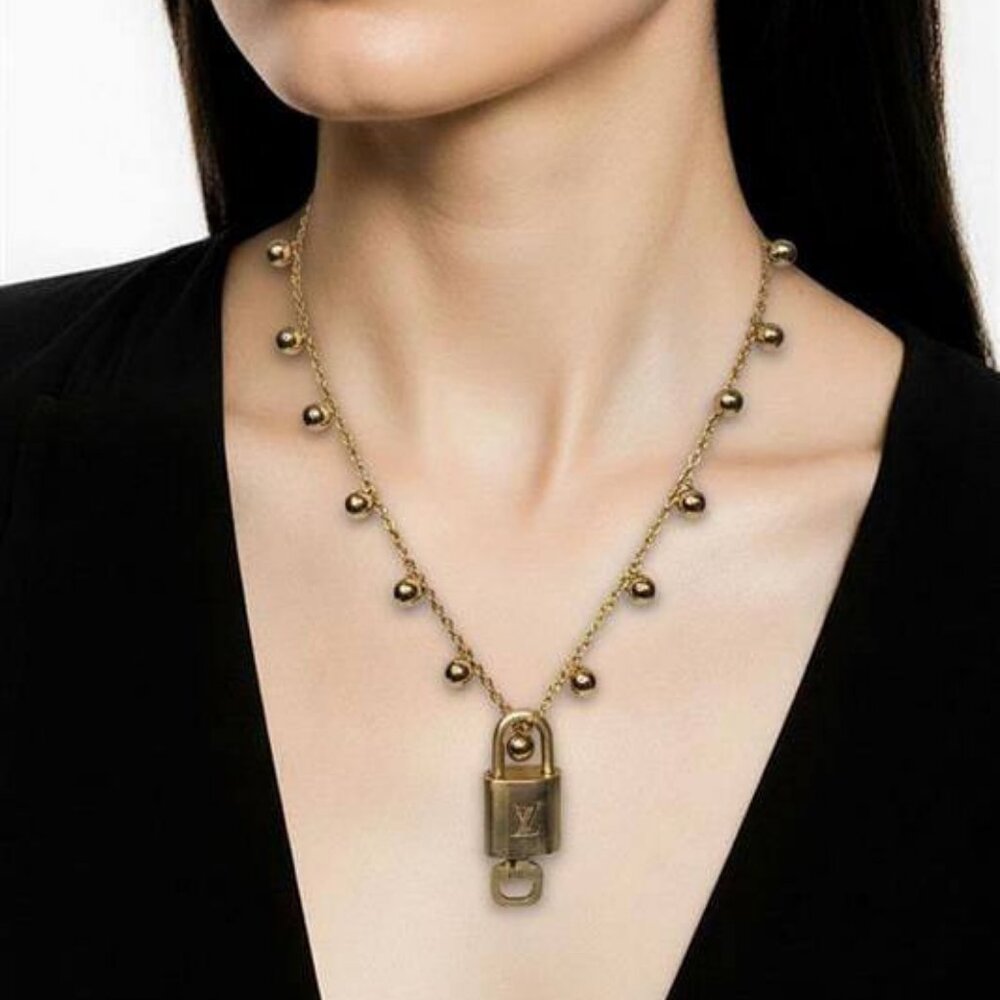 Gold-Plated Necklace with Authentic Louis Vuitton Padlock